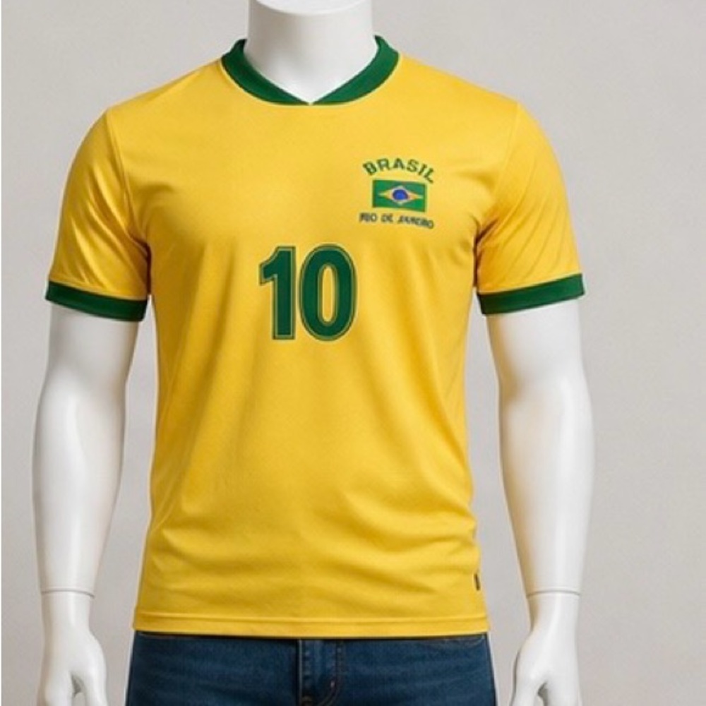 Brasil Rio de Janeiro Yellow Soccer Tee with Green Trim